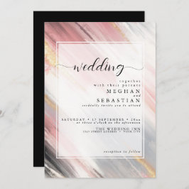 抽象芸術ブラシストローク赤面金ゴールド炭 招待状