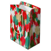 抽象芸術ブラシストローク金ゴールドグリッタークリスマス ミディアムペーパーバッグ (裏面アングル)