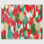 抽象芸術ブラシストローク金ゴールドグリッタークリスマス ラッピングペーパー (フラット)