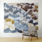 抽象芸術ブラシストローク（ニュートラルトーンとアーストーン） タペストリー (インサイチュ(横))