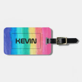 抽象芸術ブラシストローク(ピンク、青、緑、黄) ラゲッジタグ (正面横)