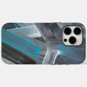 抽象芸術ブラシストローク（青、グレー、黒） Case-Mate iPhoneケース (裏面 (横))