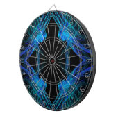 抽象芸術ブラックおよびブルーフラクタルダーツボード ダーツボード (正面右)