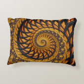 抽象芸術ブラックおよび金ゴールドスパイラルフラクタル アクセントクッション (裏面)