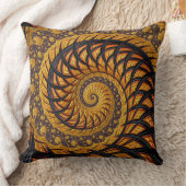 抽象芸術ブラックおよび金ゴールドスパイラルフラクタル クッション (ブランケット)