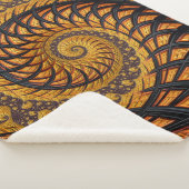 抽象芸術ブラックおよび金ゴールドスパイラルフラクタル シェルパブランケット (3/4)