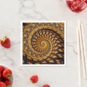 抽象芸術ブラックおよび金ゴールドスパイラルフラクタル スタンダードカクテルナプキン (インサイチュ)