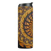 抽象芸術ブラックおよび金ゴールドスパイラルフラクタル タンブラー (回転左)