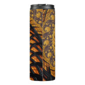 抽象芸術ブラックおよび金ゴールドスパイラルフラクタル タンブラー (裏面)