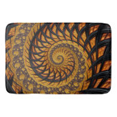 抽象芸術ブラックおよび金ゴールドスパイラルフラクタル バスマット (正面)