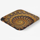 抽象芸術ブラックおよび金ゴールドスパイラルフラクタル ペーパープレート (傾斜あり)