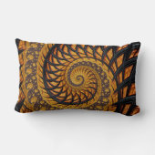 抽象芸術ブラックおよび金ゴールドスパイラルフラクタル ランバークッション (裏面)