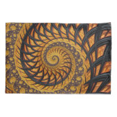 抽象芸術ブラックおよび金ゴールドスパイラルフラクタル 枕カバー (裏面)