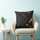 抽象芸術ブラックおよび金ゴールド幾何学的デザイン クッション (椅子)