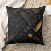 抽象芸術ブラックおよび金ゴールド幾何学的デザイン クッション (ブランケット)