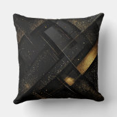 抽象芸術ブラックおよび金ゴールド幾何学的デザイン クッション (裏面)