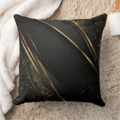 抽象芸術ブラックおよび金ゴールド幾何学的デザイン クッション (ブランケット)