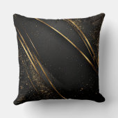 抽象芸術ブラックおよび金ゴールド幾何学的デザイン クッション (裏面)