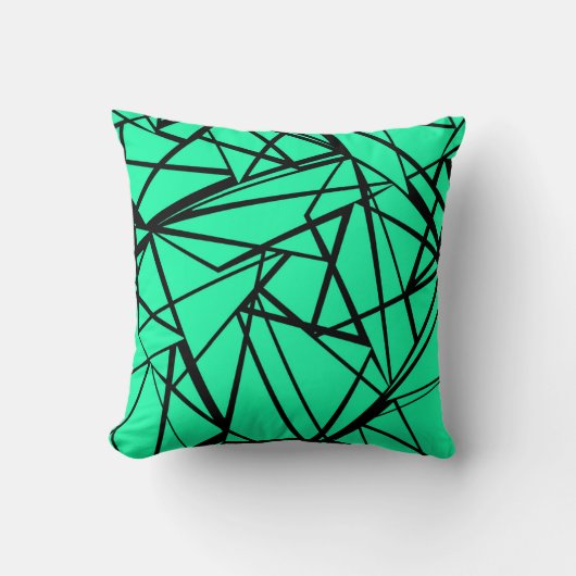 抽象芸術ブラックとターコイズ クッション (正面)
