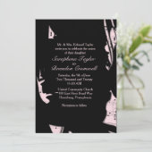 抽象芸術ブラックとピンクの音楽結婚式招待状 招待状 (スタンド正面)