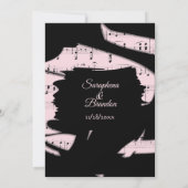 抽象芸術ブラックとピンクの音楽結婚式招待状 招待状 (裏面)