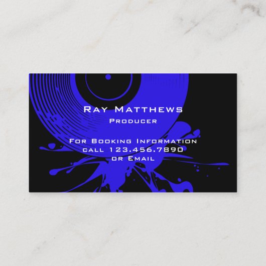 抽象芸術ブラックとブルーディスクDJミュージックプロデューサー 名刺 (裏面)