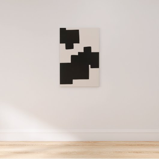 抽象芸術ブラックとベージュの幾何学的なキャンバス印刷 キャンバスプリント