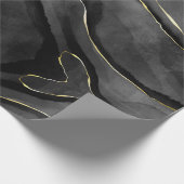 抽象芸術ブラックと金ゴールドアゲート大理石の渦巻き ラッピングペーパー (角)