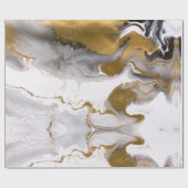 抽象芸術ブラックと金ゴールドアゲート大理石の渦巻き ラッピングペーパー (フラット)