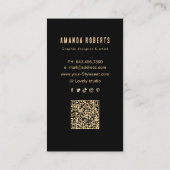 抽象芸術ブラックと金ゴールドアーティストの名刺 名刺 (裏面)