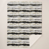 抽象芸術ブラックと金ゴールドウォーターの色のストライプ シェルパブランケット (正面)