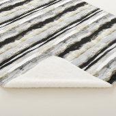 抽象芸術ブラックと金ゴールドウォーターの色のストライプ シェルパブランケット (3/4)