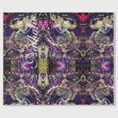 抽象芸術ブラックと金ゴールドロープ ラッピングペーパー (フラット)