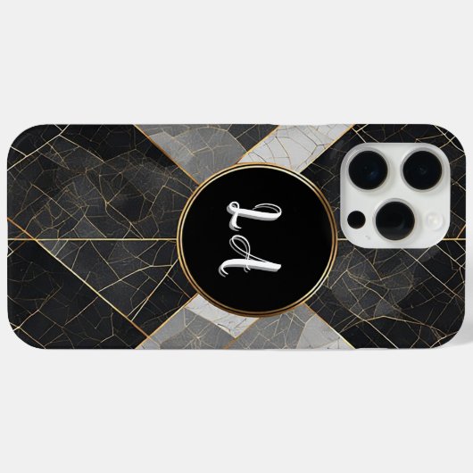 抽象芸術ブラックと金ゴールド装飾幾何学模様 Case-Mate iPhoneケース (裏面 (横))