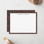 抽象芸術ブラックのピンク色のドットパーソナライズされた文具 ノートカード (正面/裏面インサイチュ)