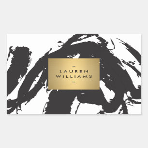 抽象芸術ブラックのブラシストロパーソナライズされたーグ 長方形シール