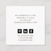 抽象芸術ブラックのブラシストローク縁ど金ゴールド スクエア名刺 (裏面)