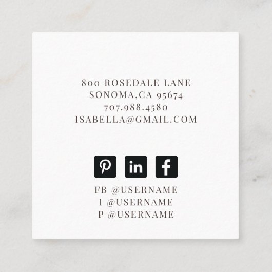 抽象芸術ブラックのブラシストローク縁ど金ゴールド スクエア名刺 (裏面)