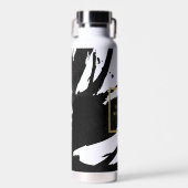 抽象芸術ブラックのブラシストローク ウォーターボトル (正面)