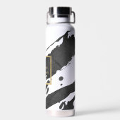 抽象芸術ブラックのブラシストローク ウォーターボトル (背面)