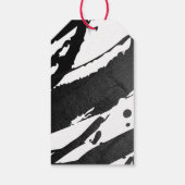 抽象芸術ブラックのブラシストローク ギフトタグ (裏面)