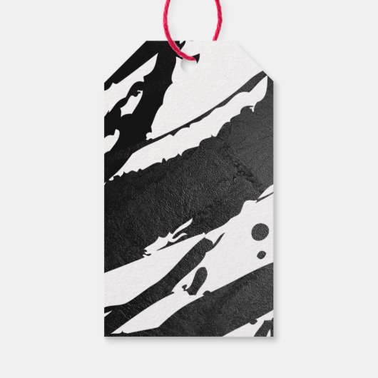 抽象芸術ブラックのブラシストローク ギフトタグ (裏面)