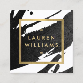 抽象芸術ブラックのブラシストローク スクエア名刺