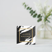 抽象芸術ブラックのブラシストローク スクエア名刺 (スタンド正面)