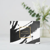 抽象芸術ブラックのブラシストローク ポストカード (スタンド正面)