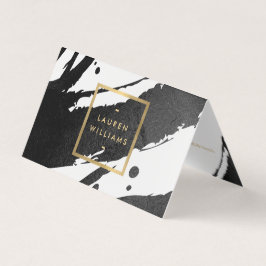 抽象芸術ブラックのブラシストローク 名刺