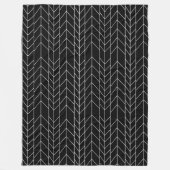 抽象芸術ブラックまたは任意のカラーヘリングボーンパターン フリースブランケット (正面)