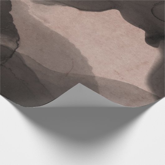 抽象芸術ブラックアイボリークリーミー絵画インキズピンク ラッピングペーパー (角)