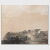 抽象芸術ブラックアイボリークリーミー絵画インクズアーバン ラッピングペーパー (フラット)