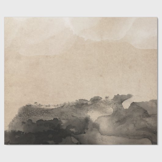 抽象芸術ブラックアイボリークリーミー絵画インクズアーバン ラッピングペーパー (フラット)